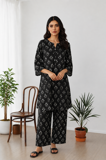 Midnight Bloom | Black Floral Co-Ord Set