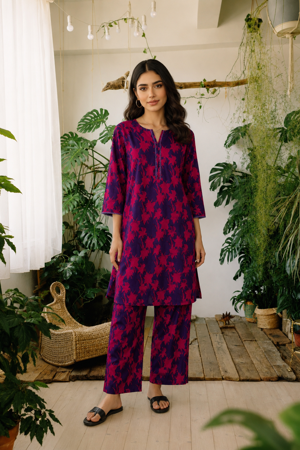 Crimson Garden | Magenta Printed Co-Ord Set