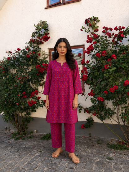 Magenta Muse | Magenta Printed Co-Ord Set