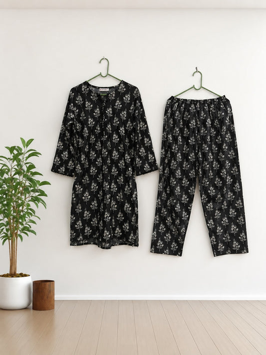 Midnight Bloom | Black Floral Co-Ord Set