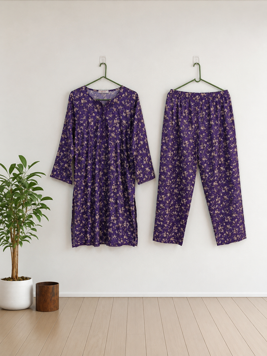 Amethyst Bloom | Purple Floral Printed Set