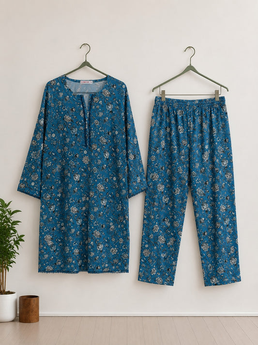 Azure Petals | Blue Printed Co-Ord Set
